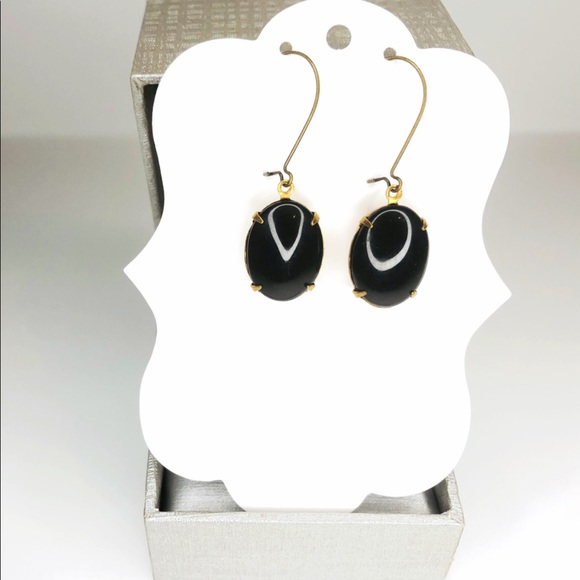 ♡ 2 for 20$ ♡ Jet Black Pendant Earrings - Picture 1 of 3